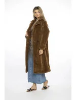 Hnědý dámský plyšový oversize kabát Ann Gissy (AG1-J9172)