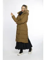Hnědá dlouhá dámská vypasovaná zimní bunda Ann Gissy (AG1-J9157)