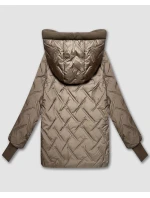 Béžová dámská bunda s úpletovými vsadkami S'West (B8561-12)