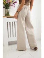Mušelínové kalhoty se širokou nohavicí béžový