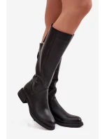 Kožené dámské kozačky na nízkém podpatku s vyhříváním D&A JC52-837 Černé Kožené dámské kozačky na nízkém podpatku s vyhříváním D&A JC52-837 Černé