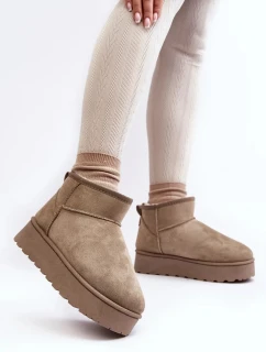 Dámské sněhule na platformě s kožešinovou podšívkou, zelená Xamella