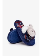 Dětské papuče se silnou podrážkou s medvídkem, tmavě modrá Dasca Dětské papuče se silnou podrážkou s medvídkem, tmavě modrá Dasca