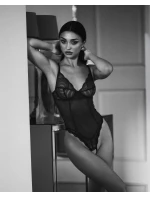 Dámské body Nightly Blue Crotchless Teddy tm. modré - Obsessive