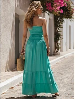 Dámské maxi šaty bez ramínek v mořském odstínu FashionStreet EY2667