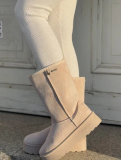 Vysoké Sněhule Na Platformě Big Star OO274894 Světle Béžové