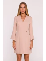 M876 Šaty s širokými manžetami - béžové