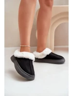 Dámské Pantofle S Kožešinou Černé Zinntia