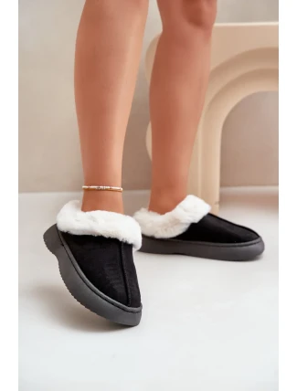 Dámské Pantofle S Kožešinou Černé Zinntia