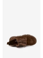 Semišové Nízké Dámské Kotníky Na Platformě Big Star SS274595 Hnědé