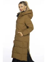Hnědá dlouhá dámská vypasovaná zimní bunda Ann Gissy (AG1-J9157)