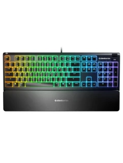 SteelSeries Apex 3 Gaming Keyboard, US Layout, Wired, Black Herní klávesnice SteelSeries Apex 3 Voděodolná IP32 pro ochranu proti polití, Přizpůsobitelné 10zónové RGB osvětlení reaguje na hry a Discord, Tiché herní spínače vydrží dlouho
