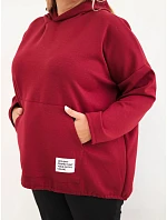 Dámská plus size viskózová mikina s kapucí a klokaní kapsou bordová Dámská plus size viskózová mikina s kapucí a klokaní kapsou bordová