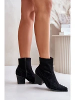 Kotníkové Boty Na Podpatku Eko Semiš Černé Arabelline