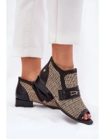 Kožené Dámské Boty S Odkrytými Prsty Maciejka Černobéžové 06934-39/00-1