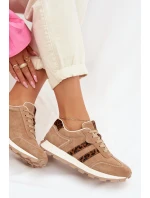 Dámské semišové tenisky na platformě Leopardí vzor LR61-7071 Hnědé