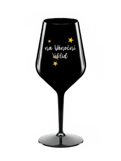 NA VÁNOČNÍ ÚKLID - černá nerozbitná sklenice na víno 470 ml