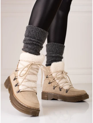 Módní hnědé dámské  sněhule bez podpatku