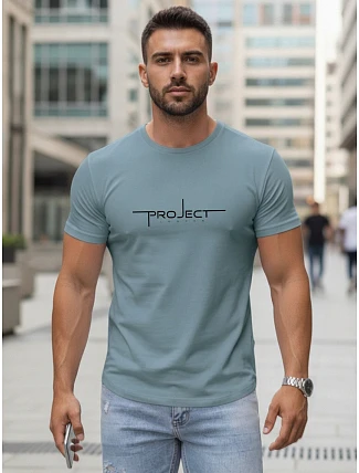 Pánské bavlněné tričko s nápisem Project London v barvě petrol od FashionStreet NX5127R