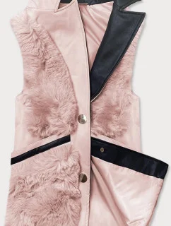 Lososová dámská vesta s kožíškem (BR9593-12)