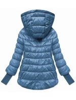 Světle modrá krátká dámská bunda s úpletovými stahovacími lemy (P22/P3-6636-30S)