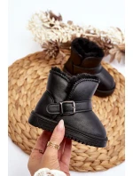 Dětské ekologické kožené sněhule s popruhem černé Orinor