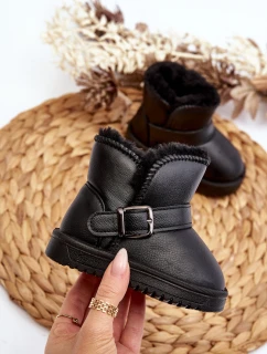 Dětské ekologické kožené sněhule s popruhem černé Orinor