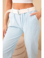 Dámské kordové kalhoty s páskem modré