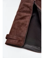 Dámské zateplené kozačky na sloupkovém podpatku s vyhrnutou holení Evyra – čokoládové, eko semiš Dámské zateplené kozačky na sloupkovém podpatku s vyhrnutou holení Evyra – čokoládové, eko semiš