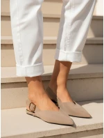 Dámské semišové baleríny s otevřeným podpatkem slingback béžové FashionStreet ZY1338
