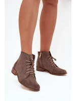 Semišové Boty Na Plochém Podpatku Tmavě Béžové Zazoo Semišové Boty Na Plochém Podpatku Tmavě Béžové Zazoo