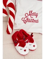Vánoční dámské pantofle s motivem soba kožené červené Orsella