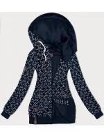 Tmavě modrá sportovní mikina s kapucí a se vzorem vlaštovek (2309)