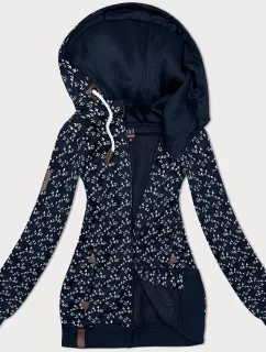 Tmavě modrá sportovní mikina s kapucí a se vzorem vlaštovek (2309)