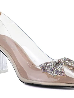 Průhledné lodičky s mašlí a ozónovým podpatkem Vinceza 62275