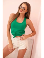 Dámská tílko z bavlny s kulatým výstřihem zelená