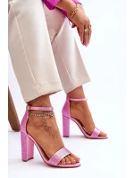 Dámské sandály na vysokém podpatku se zirkony Růžové Idealistic