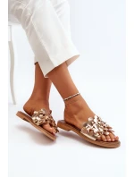 Zazoo 40381 Dámské Kožené Žabky Na Ploché Podrážce Zlaté