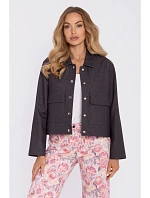 M909 Zkrácená bunda na knoflíky s klopami - grafitová M909 Zkrácená bunda na knoflíky s klopami - grafitová