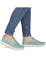 Dámská kožená prolamovaná zelená polobotka Rieker 49956-52