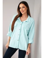 Dámská bavlněná košile s kapsami mátová