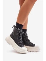 Kožené Zateplené Tenisky Na Masivní Platformě Big Star OO274A599 Černé