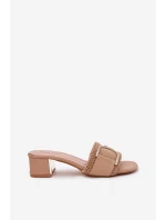 Dámské Sandály Na Podpatku S Ozdobným Detalem Tmavě Béžové Julinemi