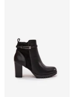 Dámské botky na podpatku s páskem Mirielle – černé