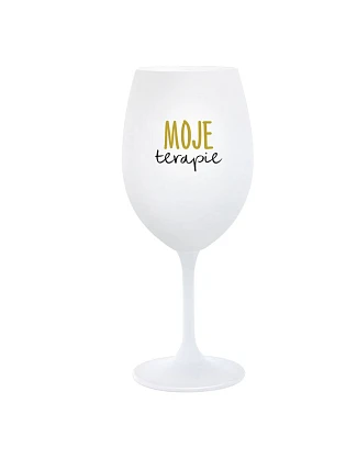 MOJE TERAPIE - bílá  sklenice na víno 350 ml
