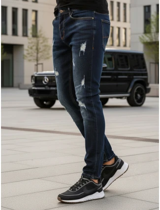 FashionStreet pánské tmavě modré kalhoty UX3810