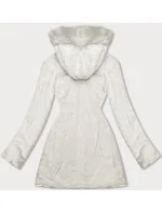 Oboustranná dámská prošívaná bunda - kožíšek v barvě ecru (H-897-11)