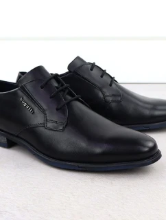 Pánské černé kožené společenské polobotky Bugatti SS153157