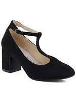 Černé semišové páskové lodičky Mascara s jehlovým podpatkem 834284