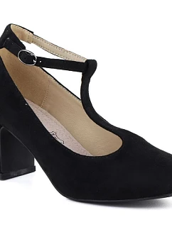 Černé semišové páskové lodičky Mascara s jehlovým podpatkem 834284